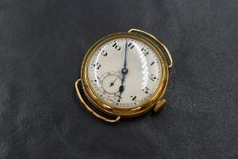 A gent's 18ct gold manual wrist watch by Zenith bearing name Irvine Hindle, Halifax to face,