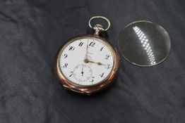 A continental silver top wound pocket watch stamped 800 by Invar having Arabic numeral dial with