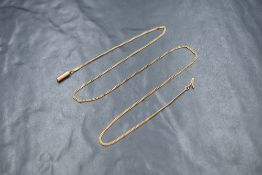 A 9ct rose gold fine curb link chain with barrel clasp, approx 18' & 2.3g