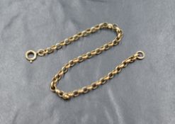 A 9ct gold belcher link bracelet, marked 9ct, 18.5cm, 3.4g