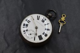 A Victorian silver key wound open face pocket watch, the white dial having Roman numerals and