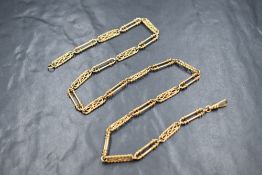 A 9ct gold fancy link neck chain, 56.5cm, 26.9g