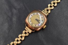 A 9ct gold cased Rotary wristwatch, the circular dial having Arabic numerals on mother-of-pearl,