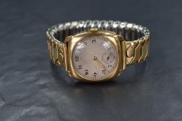 A gent's vintage 9ct gold mechanical wristwatch having an Arabic numeral dial with subsidiary
