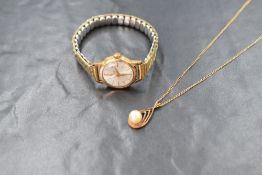 An 18ct gold cased Tressa wristwatch, the silver tone dial having baton numerals in a case marked