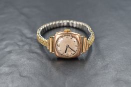 A 9ct gold cased Zenith wristwatch, the circular dial having Arabic numerals, the movement