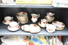 A Royal Albert 'Old Country Rose' pattern tea service, decorated with gold edge and floral