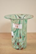 A iridescent glass vase having flared top and impressed mark to base, h12.5cm