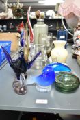 A quantity of studio glass, to include a Caithness glass vase, a smoked glass vase of oval form, a