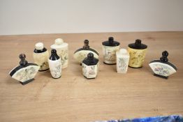A group of Chinese bone snuff bottles decorated with erotic scenes, (10)