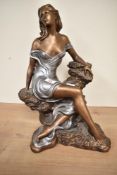 An Art Deco style metal female sculpture, signed to reverse 'Alice Heath', h42cm