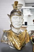 A porcelain Roman soldier bust, believed to be by San Marco, made in Italy, h56cm