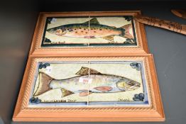 A ceramic wall plaque depicting a Loch Leven Trout, signed 'Jo Lord' bottom right, L38cm, sold