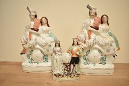 A pair of 19th century Staffordshire flatback highlander figures, sold alongside one other, (3)