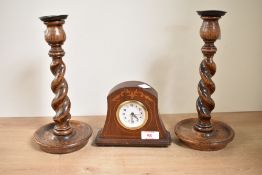 An early 20th century mahogany mantel clock having a Mercedes-Quartz movement, H12.5cm, sold