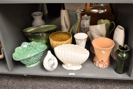 A Clarice Cliff 'My Garden' pattern vase, h17cm, sold together with a Rosenthal Bele Bachem vase and