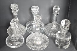 A clear glass whisky decanter having shaped stopper, inscribed to front 'Glenkinchie Distillery',