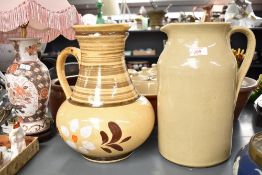A large Moira pottery glazed stoneware milk jug, h32cm, sold together with a large German style