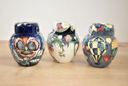 A Moorcroft 'Balloon' pattern ginger jar, having tub lined decoration on a grey ground, painted