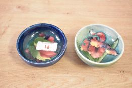 A Moorcroft pottery 'Hibiscus' pattern pin dish, signed and impressed mark to base, w8cm, sold