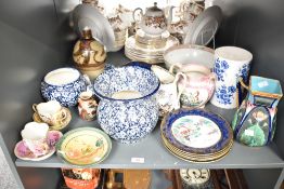 A 19th century Copeland Majolica pitcher decorated with lotus leaf and shaped handle, h19cm, sold