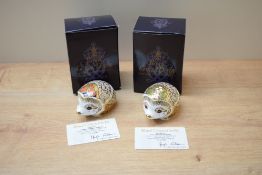 Two Royal Crown Derby bone china paperweights commissioned by Goviers of Sidmouth, 'Snowberry' (