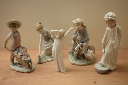 A group of five Lladro and Nao by Lladro porcelain figurines comprising 'Little Garderner' model