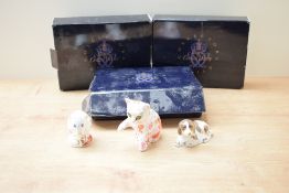 Three Royal Crown Derby bone china collectors guild exclusive paperweights comprising 'Scruff', '