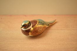 A Royal Crown Derby bone china Collector's Guild exclusive 'Woodland Pheasant' paperweight, having