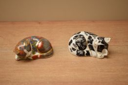 Two Royal Crown Derby bone china collectors guild exclusive paperweights, Catnip Kitten and Misty,