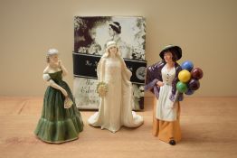 Two Royal Doulton bone china figurines 'Gillian' HN 3042 and 'Balloon Lady' HN 2935 sold alongside a