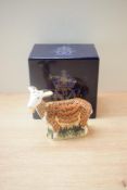 A Royal Crown Derby bone china visitors centre exclusive 'Nanny Goat' paperweight, having Imari