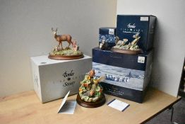 Four Border Fine Arts figure groups comprising 'In a Sunny Glade' model number BO225, 'After the