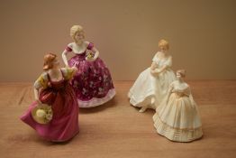 A Royal Doulton bone china figurine 'Heather' HN 2956 sold together with two Coalport bone china