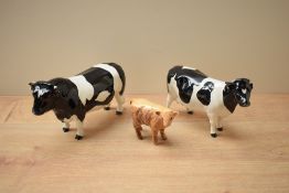 A Beswick Pottery Friesian Bull CH. 'Coddington Hilt Bar' model number 1439A in black and white