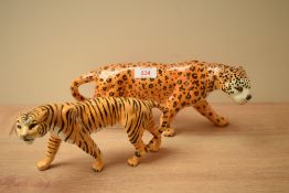 A pair of Beswick Pottery animal studies comprising 'Leopard' model number 1082 by Arthur Gredington