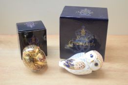 A Royal Crown Derby bone china limited edition 'Athena Ow'l paperweight, number 72/750, sold