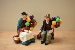 Two Royal Doulton bone china figures/figurines comprising 'The Balloon Man' HN 1954 and 'The Old
