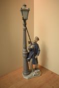 A Lladro porcelain figure 'The Lamp Lighter' model number 5205, damages to hand with previous