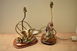 A large Capo-Di-Monte porcelain Owl study modelled as a lamp sold alongside a Leonardo Collection