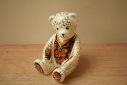 A Royal Crown Derby bone china Collector's Guild exclusive Teddy Bear paperweight, having Imari