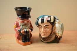 A Royal Doulton Toby Jug 'The Falconer' D 6533 sold alongside a Staffordshire Pottery Toby Jug '
