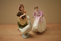 A Royal Doulton bone china figurine 'Ashley' HN 3420 sold together with a Nao by Lladro porcelain
