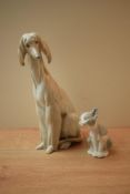 A large Lladro porcelain Afghan Hound model number 1069, height 30cm, sold alongside a Lladro