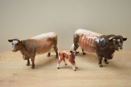 A Beswick Pottery Dairy Shorthorn Family comprising, A Beswick Pottery Dairy Shorthorn Bull CH. '
