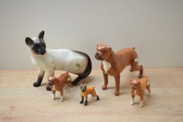 A Beswick Pottery Boxer dog (x2) model number 1852 designed by Arthur Gredington in tan gloss finish