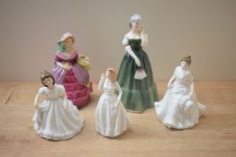 A group of four Royal Doulton bone china figurines comprising 'Gillian' HN 3042, 'Amanda' HN