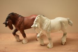 Two Beswick Pottery Shire Horse (Large action shire) model number 2578 both designed by Alan
