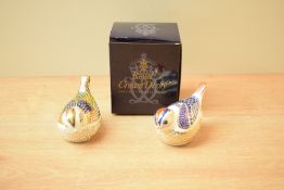 A Royal Crown Derby bone china collectors guild exclusive 'Firecrest' paperweight with gold coloured