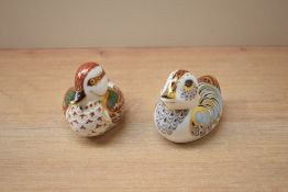 A Royal Crown Derby bone china collectors guild exclusive 'Duckling' paperweight with gold